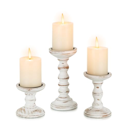 Staymoment Kerzenständer Holz Landhausstil Deko: 3er Set Kerzenhalter Stumpenkerzen Wohnzimmer Deko...