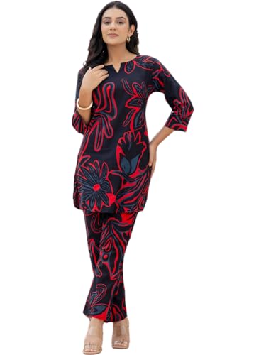 Image of feranoid Elegant V-Neck 3 /4 Sleeve Kurta & Pant Co-ord Set (S-XXL)