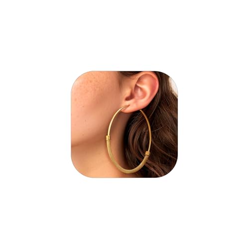 PROSTEEL 30/40/60/80/100mm Chunky Hoop Earrings For Women Gold Plated/Black Stainless Steel Hoops Earrings Statement Jewelry