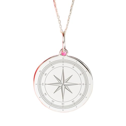 Collier boussole argent 925 de 24 mm | Une finition haut de gamme