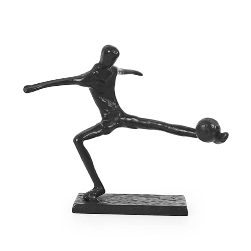 Estatua abstracta de jugador de fútbol de hierro fundido