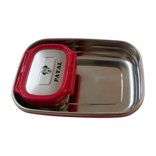 Image of Ncgifts Personalized Customized Lunch Box | Name and Character Engraved | Stainless Steel Insulated Tiffin with Bottle | Perfect for School, Birthday Gifts. (Red)