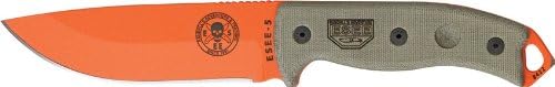 ESEE 5POG Bright Orange Fixed Blade Knife w/OD Green Canvas Micarta Handle