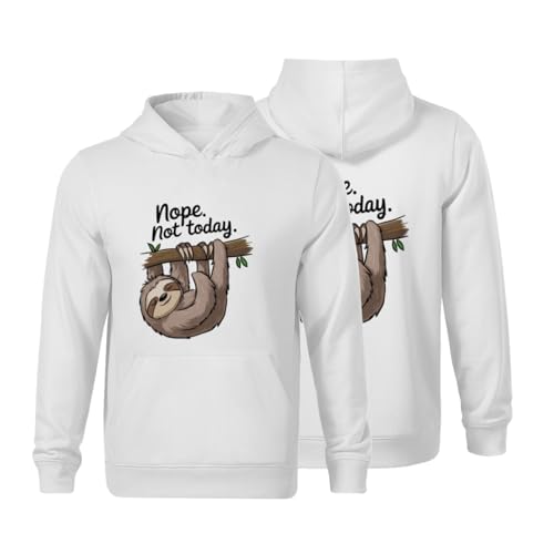 Kids Funny Not Today Sloth Retro Boys Girls Lightweight Kangaroo Pocket Fleece Hoodies