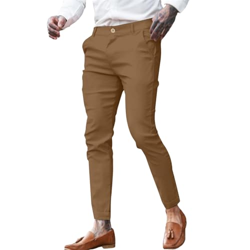 Men's Spring and Summer Solid Color Twill Stretch Fashion Youth Street Slim Pencil Skinny Suit Pants