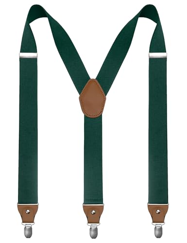 JEMYGINS 1.4 Wide Dark Green Suspender with 3 Strong Clips Adjustable Braces for Men(6)