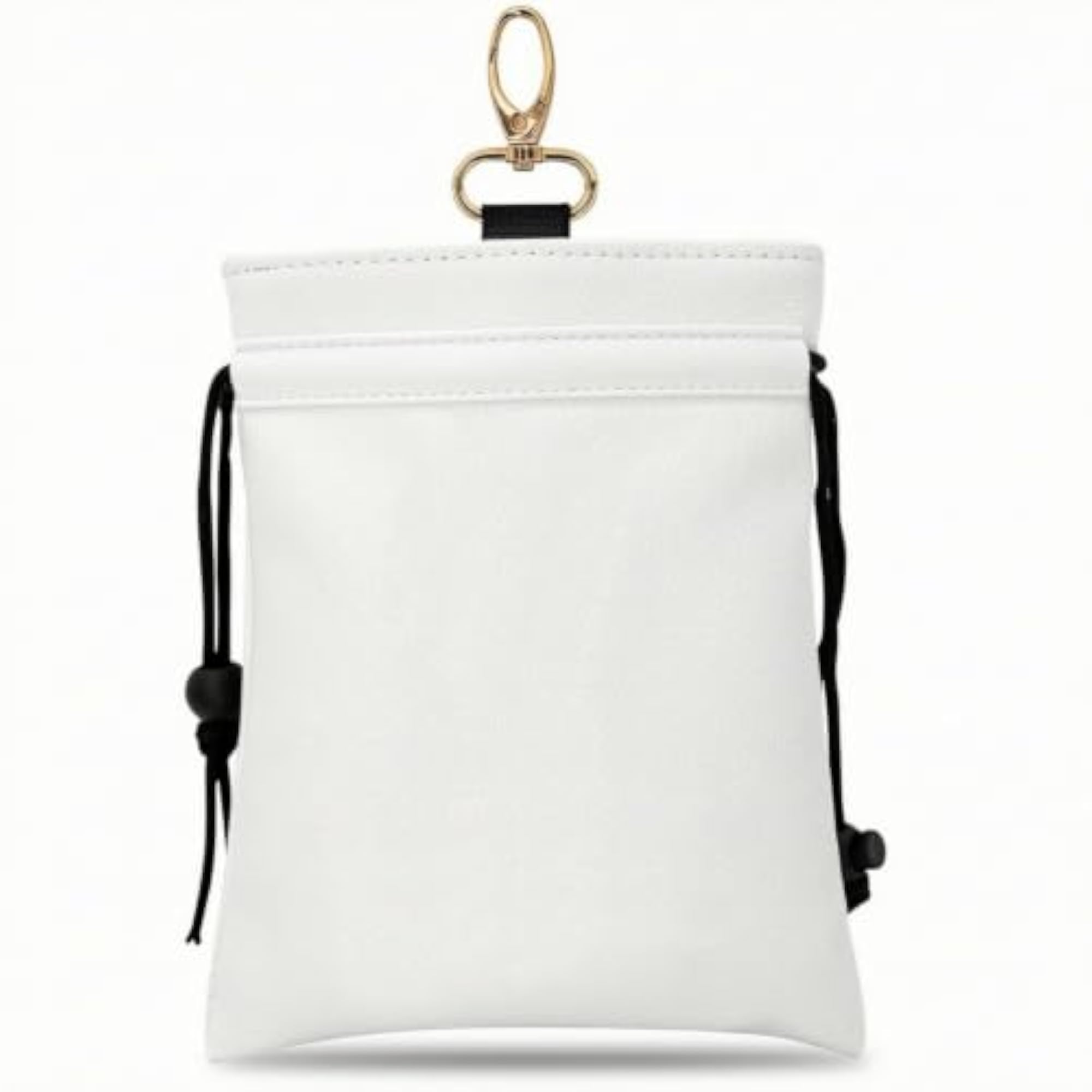 Faux-Leather Drawstring Accessory Pouch with Clip