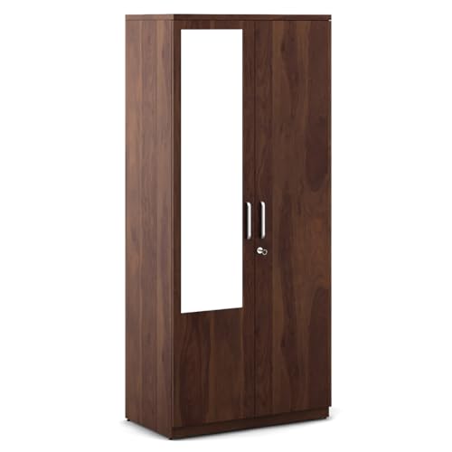 Image of Spacewood Carnival Wardrobe | 3 Year Warranty | Almirah, Cupboard, Almari, 2 Door Wardrobe with Mirror, 1 Hanging Space|Engineered Wood| Sheesham