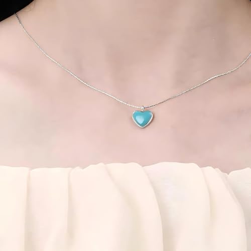 Necklaces for Women, Exquisite Heart Necklace, Blue Heart-shaped 925 Silver Plated Chain and Pendant, Fashionable and Elegant Necklace, Gifts for Her2