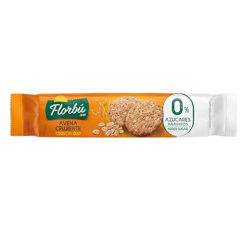 Florbu Crunchy Oat Biscuits 0% No Added Sugar - Oatmeal Cookies Wholemeal Fibre Rich Snack Ideal for Diabetics Made with Sunflower Oil - Ideal for Breakfast Biscuit or with a Coffee Break