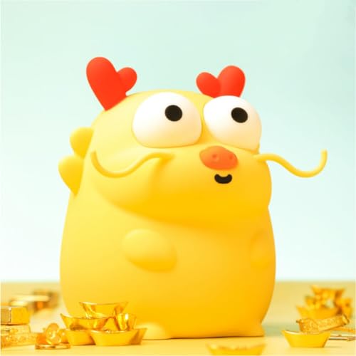 Image of Lying Flat Duck Night Light LED Squishy Lamp Rechargeable Cute Lamp with 2-Level Brightness Silicone Dimmable Nursery Nightlight Funny Gift USB Rechargeable (Dragon)