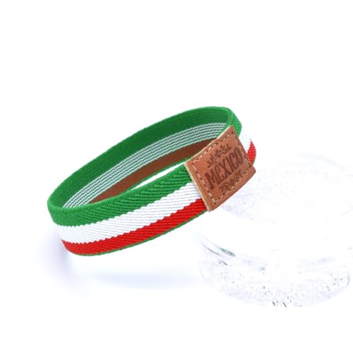 BDM Mexican Flag Bracelet, Elastic Mexican Bracelet, Engraved Leather, Size for Men and Women3