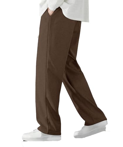 Image of KAJARU Men's Polyester Casual Straight Leg Trousers with Drawstring Waist - Comfortable & Stylish Everyday Wear for Men - Lightweight & Relaxed Fit Pants