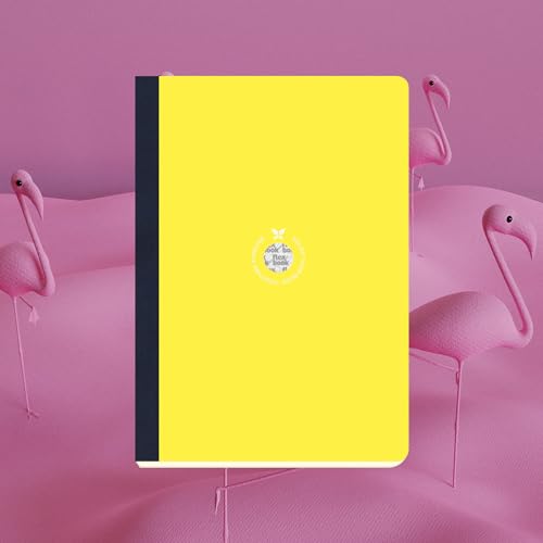 Image of flexbook Smartbook Notebook Ruled Yellow| Large | 17x24cm | 160 pages | 70gsm Fabriano Ivory Paper | Colorful Eco Paper Cover | with Dark Blue linen spine
