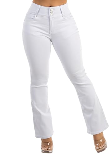 Image of Moda Xpress Women's Butt Lifting High Waisted Bootcut Jeans - Stretchy, Comfortable Flare Jeans in Junior Size Vintage Style