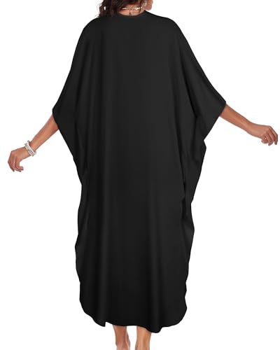 Image of Kaftan Dresses for Women V Neck Caftans Batwing Sleeve Beach Cover Ups | JILUVIN Plus Size Long Floral Print Dress, Loose Fit Maxi Casual Moomoo, Lounge House Mumu Nightgown Summer Vocation 2026