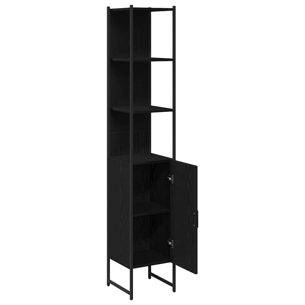 vidaXL Mueble de Cuarto de Baño Roble Negro 33 x 33 x 185,5 cm, Almacenamiento para baño, gabinete Moderno Rectangular, Estante Compacto, solución organizada y Muebles Elegantes