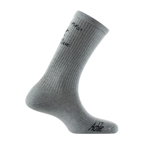 ACHILE - Mi-chaussettes à messages 'j'peux pas, j'ai barbecue' Coton majoritaire Fabrication Française - couleur - Gris - Pointure - 39-46