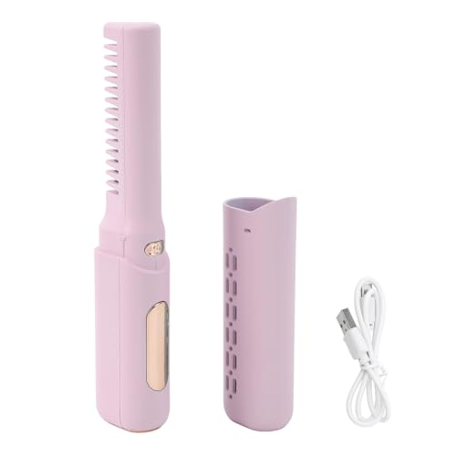 Mini plancha recargable inalámbrica para cabello morada miniatura 1