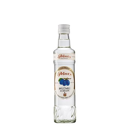Prinz - Pflümli Schnaps | Traditionelle Schnapsspezialität aus saftigen Haus-Zwetschken | Fruchtig-intensiv | Im Steingut gereift, 40% vol, 0.35 l