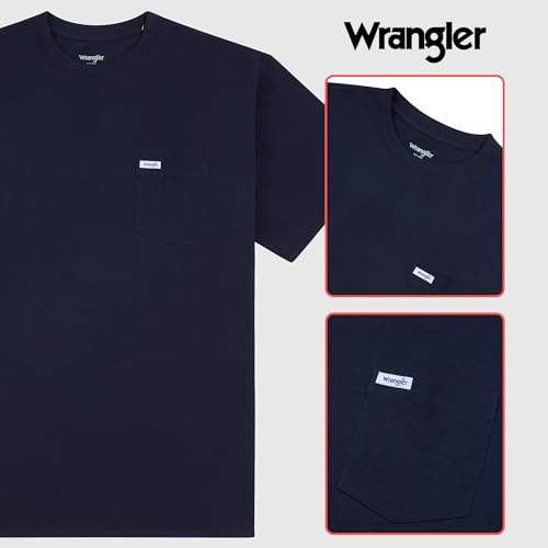 Wrangler Big and Tall T-Shirts for Men - 2 Pack Cotton Tee with Chest Pocket2