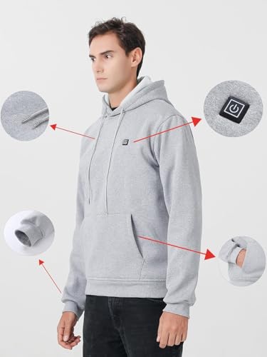 Image of Unisex Heated Hoodie for Men Women Heated Sweatshirt Warm USB Electric Outdoor Winter Puffer Jacket with No Battery