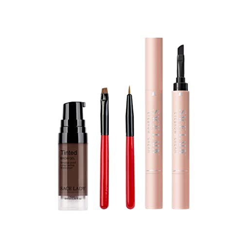 Sace Lady Eye Make Up Set Waterproof Eyebrow Gel With Brow Brushes+ Eyebrow Powder Cream, Long Lasting Pigmented Eye Brow Tinted Corrector Makeup Kit #TOP24