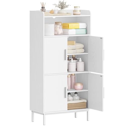 Hzuaneri Meuble Salle de Bain, Armoire de Rangement, Placard Cuisine avec 4 Portes et 1 Espace Ouvert, Armoire de Rangement, Étagères réglables, Salle de...