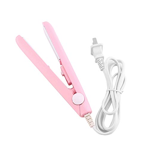 Mini plancha de pelo portátil, rizador, tamaño de viaje, plancha de pelo multifunción, plancha profesional rápida y fácil para todo tipo de cabello (Rosado)