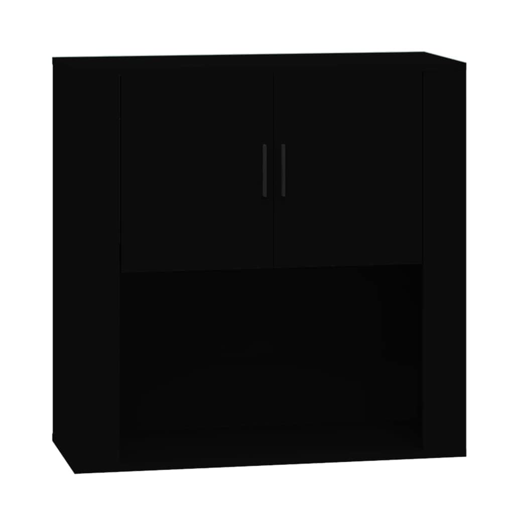 Armario decorativo para aparador, armario colgante de madera con instrucciones de montaje para montaje en pared, armario para cocina en negro, 80 x 33 x 80 cm