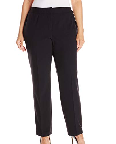 NINE WEST Women's Plus Size Stretch Crepe Trouser Pant, Black, 22W