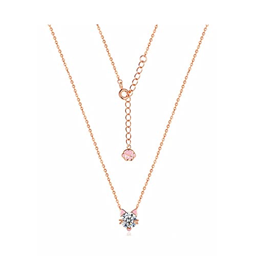 Collier pour femme exquis pendentif chat créatif, colliers de luxe légers longueur 15,75 pouces
