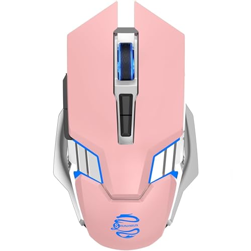 Image of Bluetooth Wireless Gaming Mouse, RGB Rechargeable USB Wireless Mouse, Quiet Click, LED Backlit, Ergonomic, with Side Button, DPI Adjustable Computer Mice for Laptop PC MacBook Chromebook - Pink