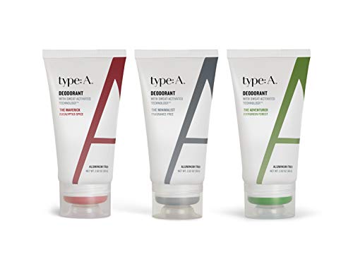 Type:A - Aluminum Free Deodorant for Men – Trailblazer- Unscented, Spice & Forest – Sweat Activated Technology, Natural Ingredients, Non-Toxic, Paraben Free, Non-Irritating, 2.8 Ounce (3 Pack)