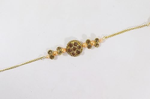 Image of NMII Gold Plated Chain Bracelet Rakhi For Brother Raksha Bandhan 2023 | Stylish Metal Rakhi | Rakhi for Brother /Bhabhi | Bracelet For Boys | Rakhi Combo | Rakhi Gift (Pack of 1)