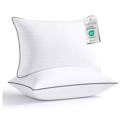 JOLLYVOGUE Pillows Queen Size Set of 2, Hotel Collection Bed Pillows for Side, Back, and Stomach Sleepers, Fluffy and Supportive, Down Alternative Microfiber Filled Sleeping Pillow