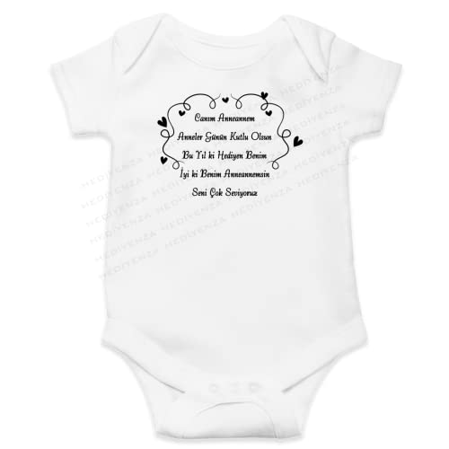 Canım Anneannem Anneler Günün Kutlu Olsun Seni Çok Seviyoruz Design - 0 Cotton Baby Body Suits - Express Shipping (24-36 Months Kids EU (98 cm))