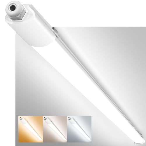 zemty Feuchtraumleuchte LED Röhre 150CM, 3000K/4000K/6500K 48W 5280LM LED Deckenleuchte, IP65 Wasserfest Lichtleiste für Kellerlampe, Werkstattlampe, Küchenlampe, Badlampe