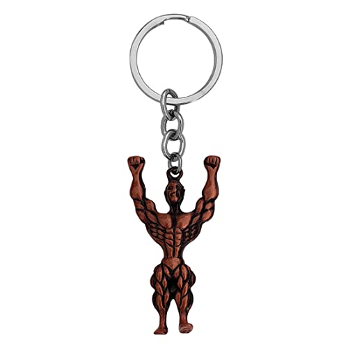 M Men Style Health Weightlifting Bodybuilding Fitness Workout Gym Weights Bodybuilder Brown Zinc Metal Keychain For Men