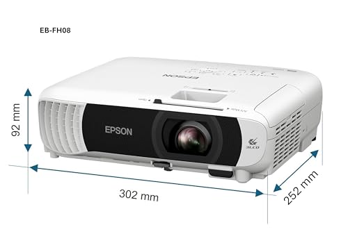 Epson EB-FH08 3LCD-Projektor (3.600 Lumen) 337 Zoll, ca. 8,56 m Bilddiagonale, 2 HDMI, 1.920x1.080p FullHD, Split-Screen-Funktion