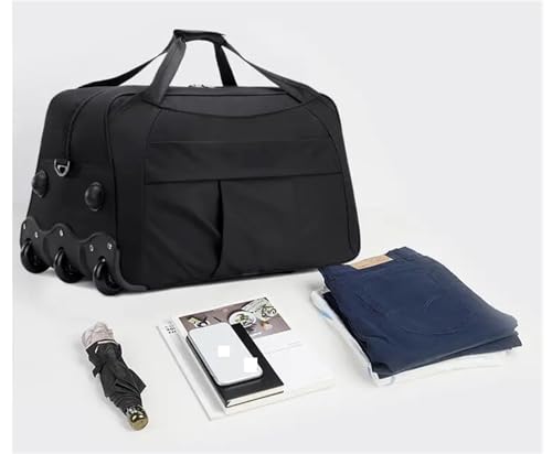 Rolling Duffel Bag with Wheels Oxford Travel Trolley Bag Foldable Carry On Hand Luggage Oxford Travel Trolley Luggage Handbag Rolling Luggage Suitcase(Blue,20Inches)3