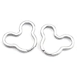 Lind Kitchen 10pcs Creative Flat Key Ring DIY Keychain Accessories Metal Key Split Ring Silver Mickey Mouse Shape