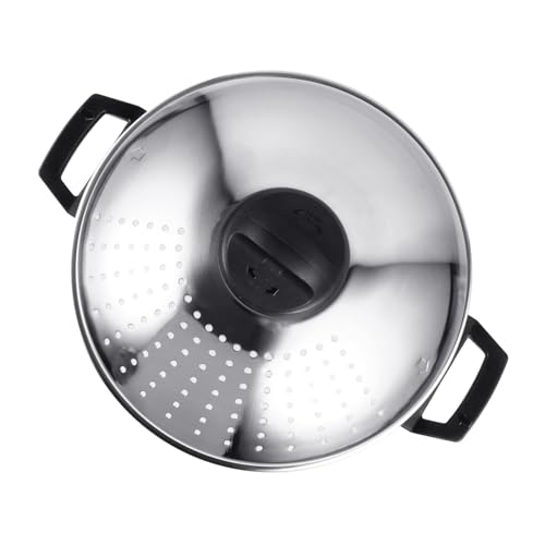 DECOMELODY Olla de Acero Inoxidable para Cocción Rápida con Colador Integrado Utensilio Multifunción para Pasta Fideos y Sopas Cocina de Gas