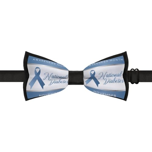 GoasNei Diabetes Awareness Month Blue Ribbon Bow Tie for Men Adjustable Necktie Funny Tie Neck Ties for Weddings Party