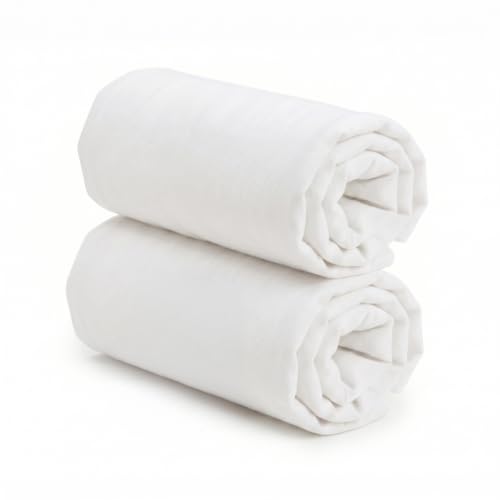 Ti Tin | 2er Packung Spannbetttücher für Kinderbett | 100% Baumwolle in Weiss | Verstellbar mit Gummizug | 50 x 80 cm – Ansicht 1