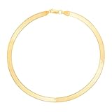 Floreo 14k Yellow Gold 1.5mm Solid Herringbone Chain Bracelet or Anklet 7 Inch