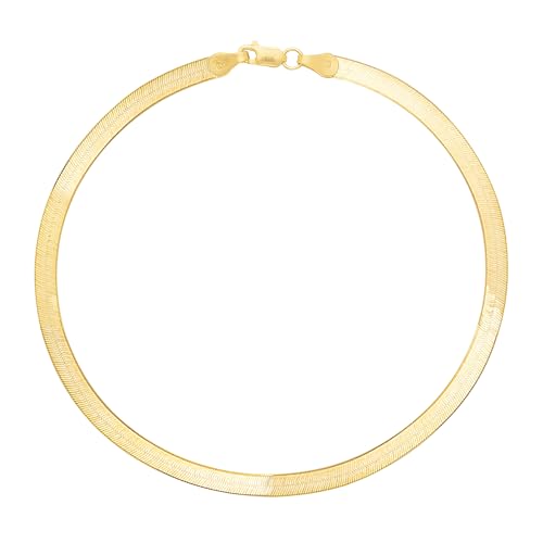 Floreo 10k Yellow Gold 3mm Super Flexible Silky Herringbone Chain Bracelet, 7