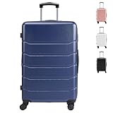 Sweetcrispy Carry on Luggage, Hard Shell ABS, Double Spinner Wheels Lightweight Suitcase TSA Lock, Sea Blue, 28 Inch