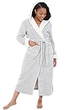 Alexander Del Rossa Women’s Robe, Warm Fleece Hooded Bathrobe with Two Large Front...