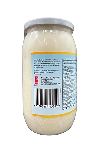 Valcom 100% Kokosnussöl, raffiniertes reines Kokosfett, perfekt zum Braten und Frittieren, 1 l